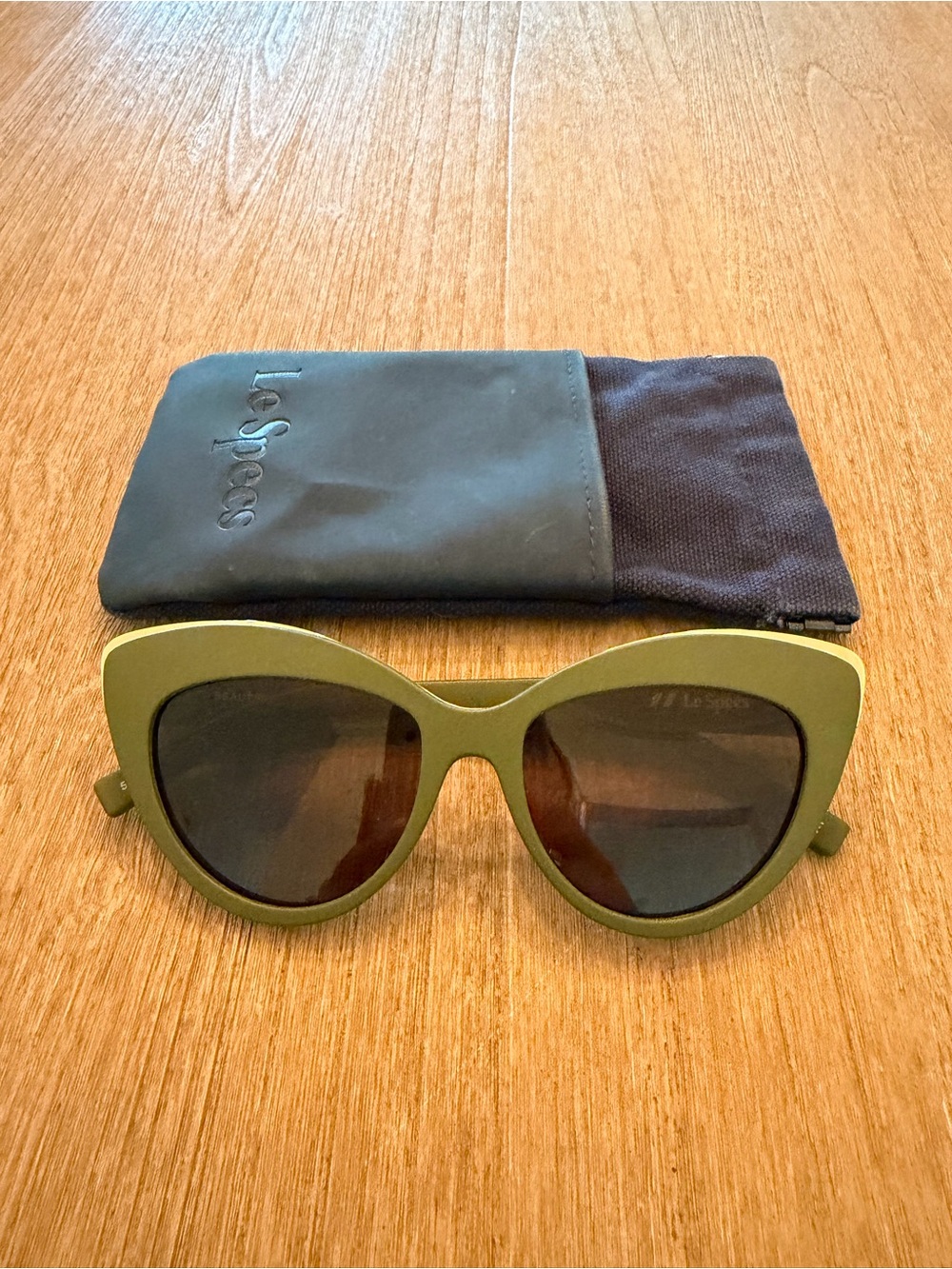 Le Specs Olive Green Cat Eye Sunglasses
